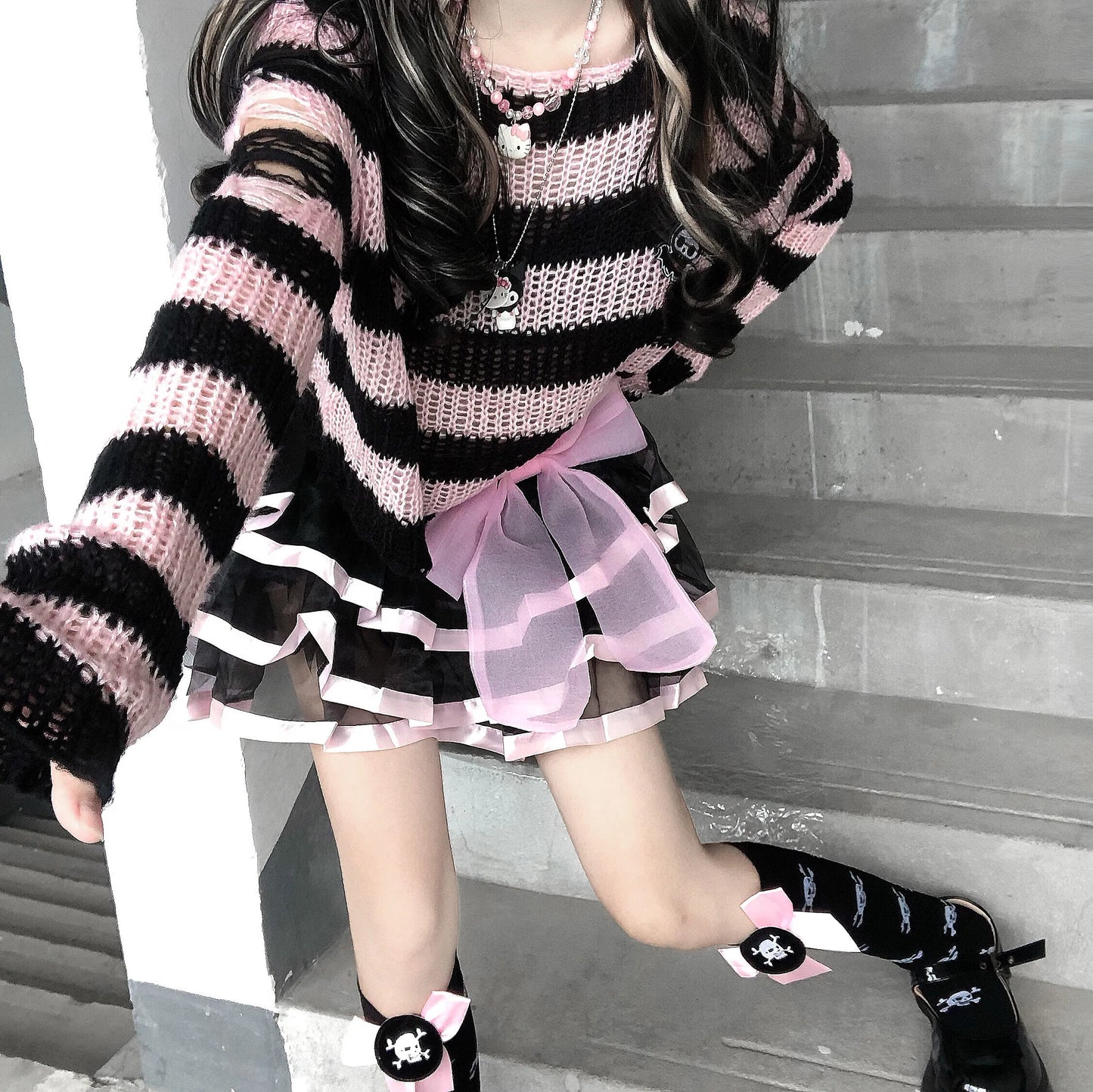 Cute Gothic Striped Sweater