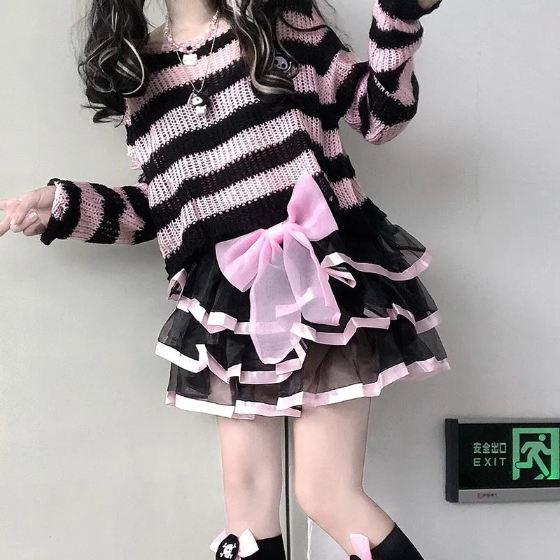 Cute Gothic Striped Sweater