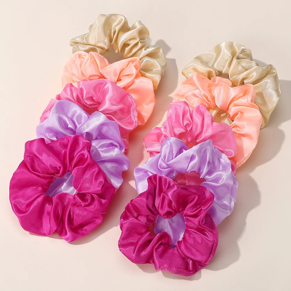 10 Pack Large Satin Scrunchies