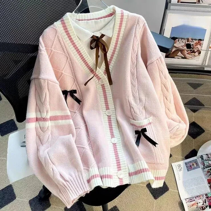 Sweet Bow Knitted Cardigan