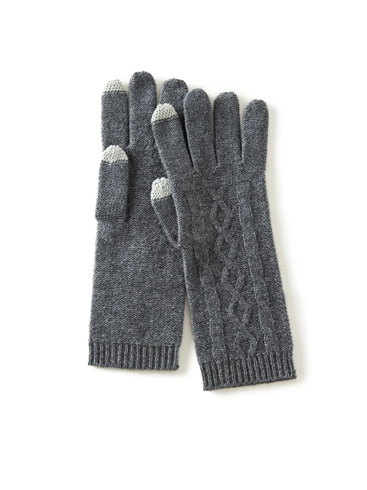 100% Cashmere Knitted Gloves