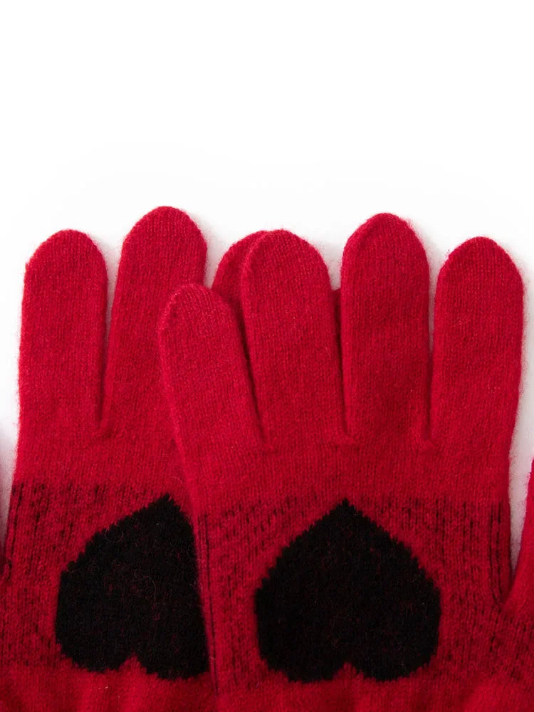 100% Baby Cashmere Heart Gloves