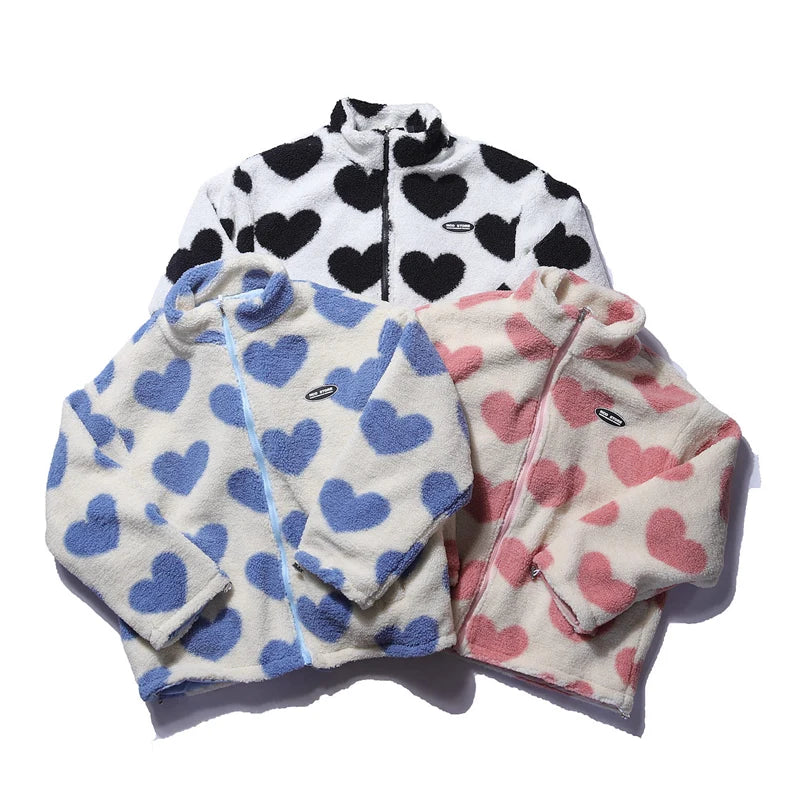 Reversible Lamb Wool Heart Coat