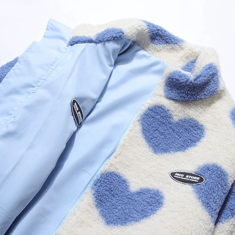 Reversible Lamb Wool Heart Coat