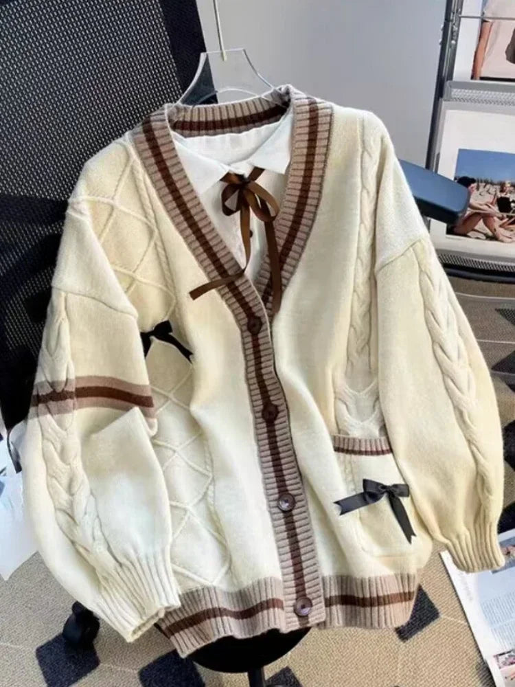 Sweet Bow Knitted Cardigan
