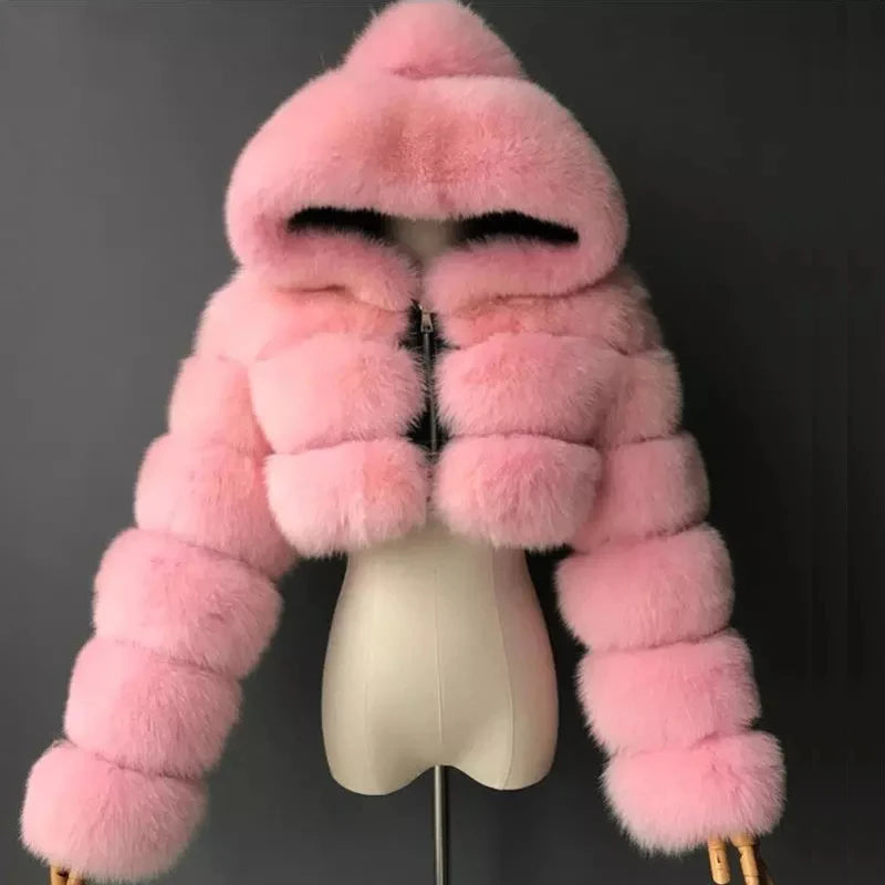 Cropped Faux Fur Coat
