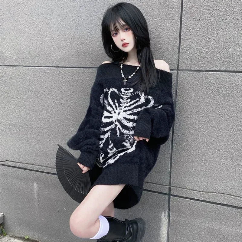 Goth Ribcage Pullover Sweater
