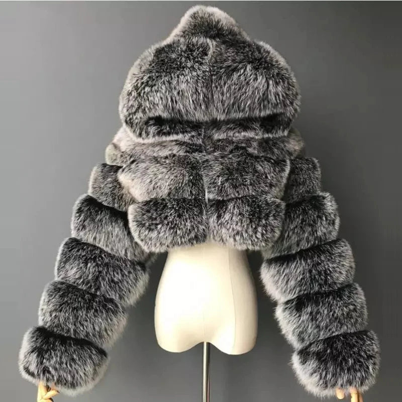 Cropped Faux Fur Coat