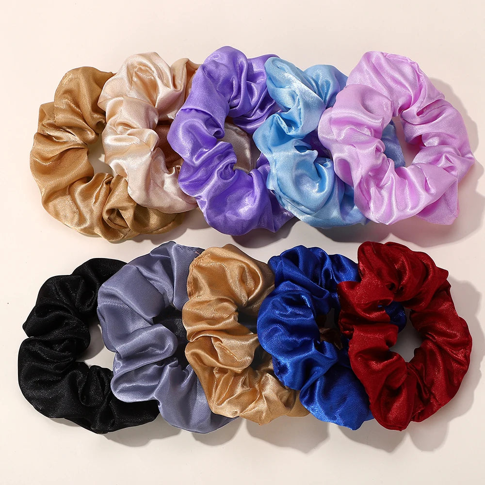 10 Pack Large Satin Scrunchies