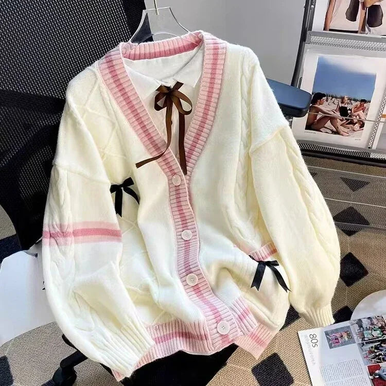 Sweet Bow Knitted Cardigan