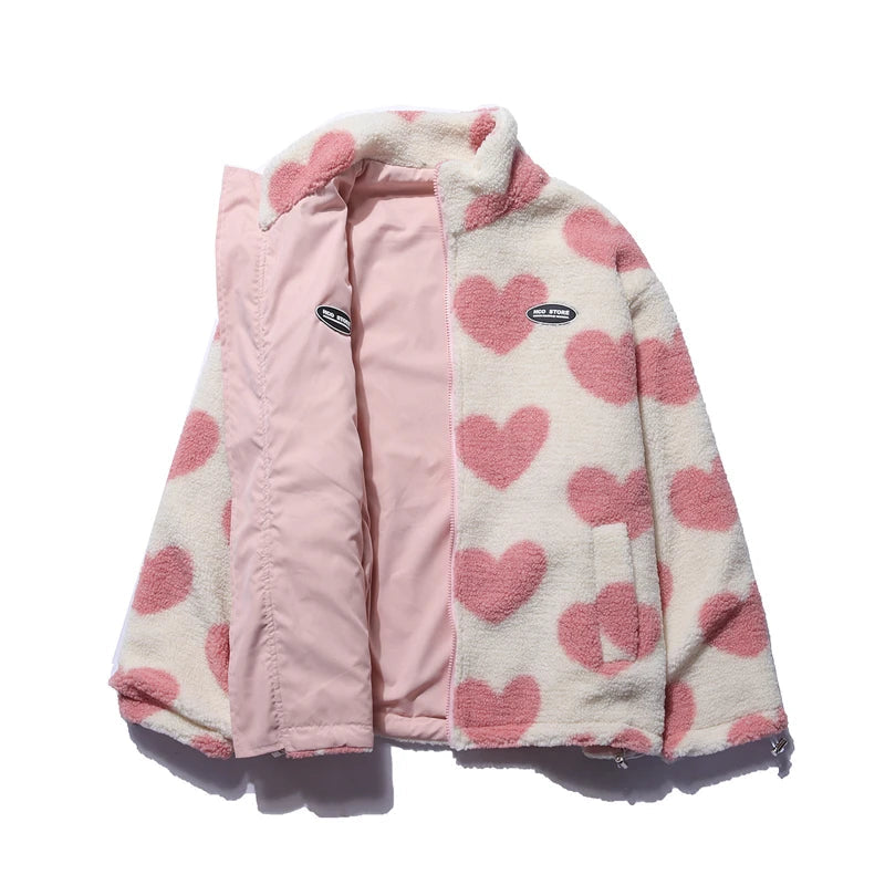 Reversible Lamb Wool Heart Coat