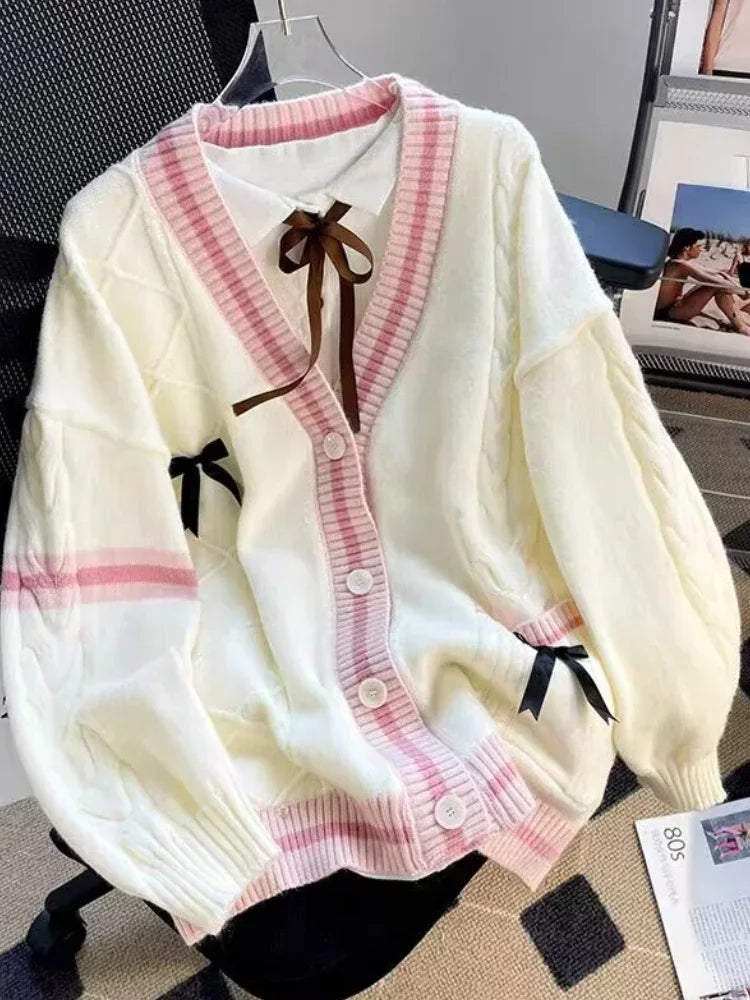 Sweet Bow Knitted Cardigan