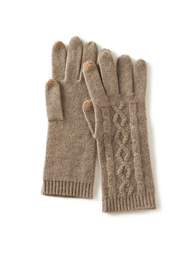 100% Cashmere Knitted Gloves