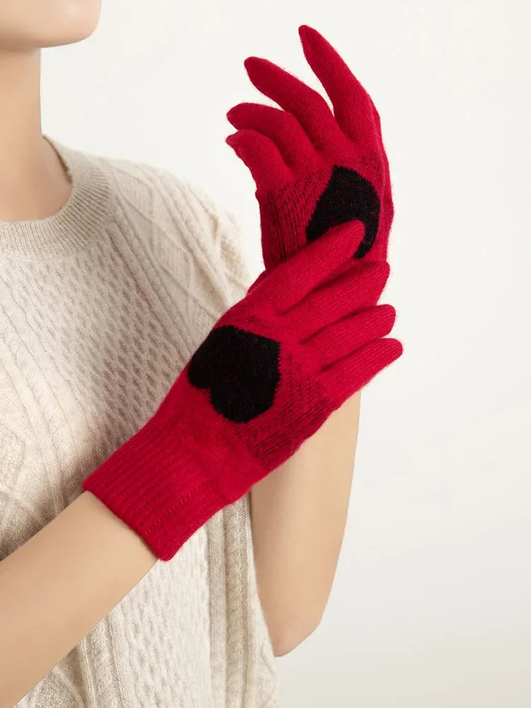 100% Baby Cashmere Heart Gloves
