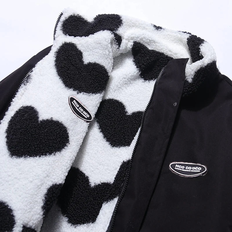 Reversible Lamb Wool Heart Coat