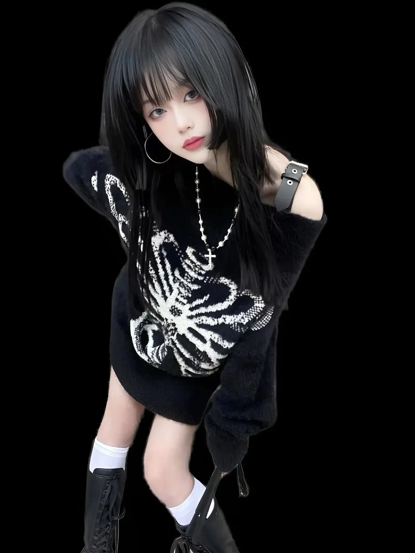Goth Ribcage Pullover Sweater