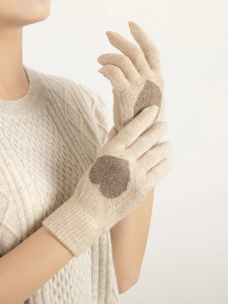 100% Baby Cashmere Heart Gloves