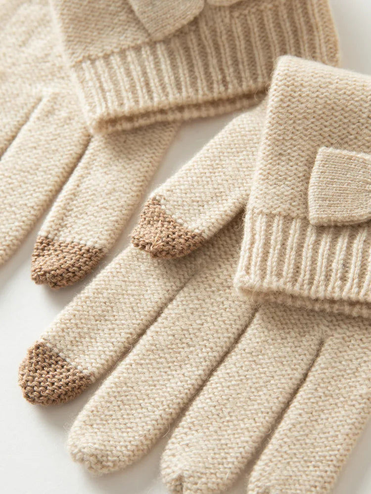 100% Cashmere Knitted Gloves
