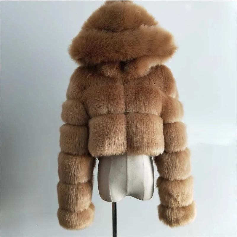 Cropped Faux Fur Coat