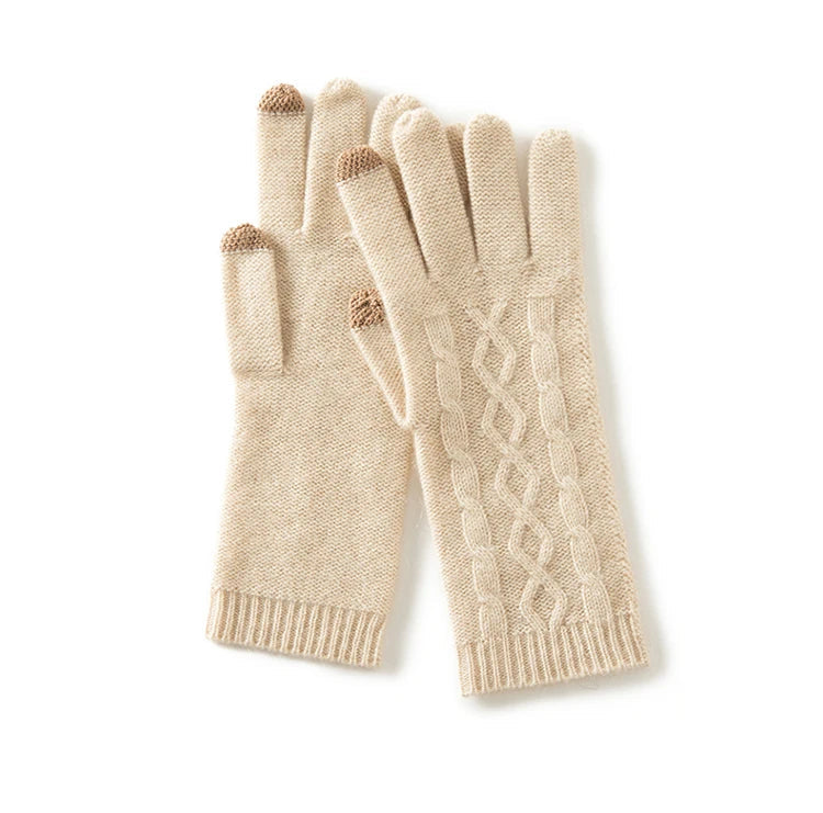 100% Cashmere Knitted Gloves