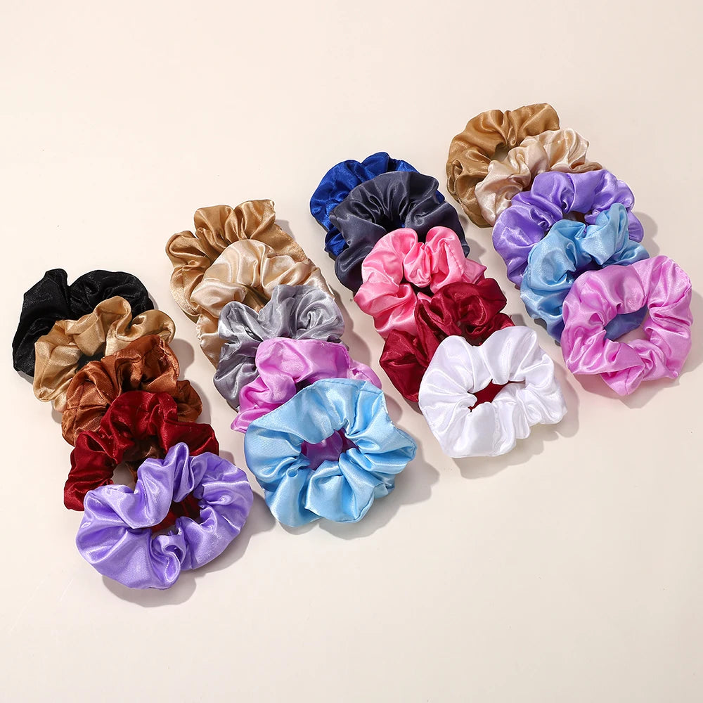 10 Pack Large Satin Scrunchies