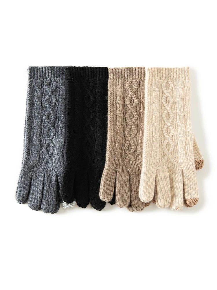 100% Cashmere Knitted Gloves
