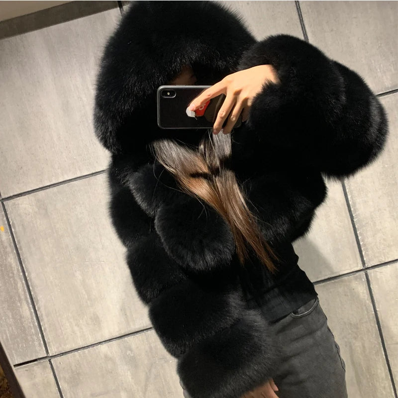 Cropped Faux Fur Coat