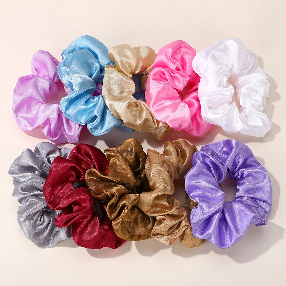 10 Pack Large Satin Scrunchies