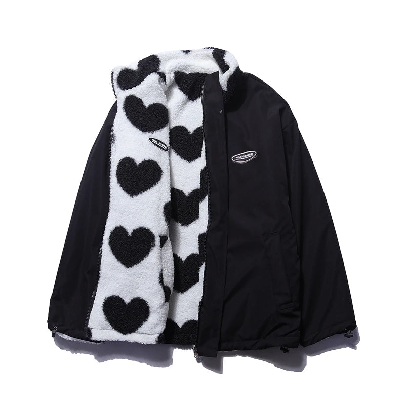 Reversible Lamb Wool Heart Coat