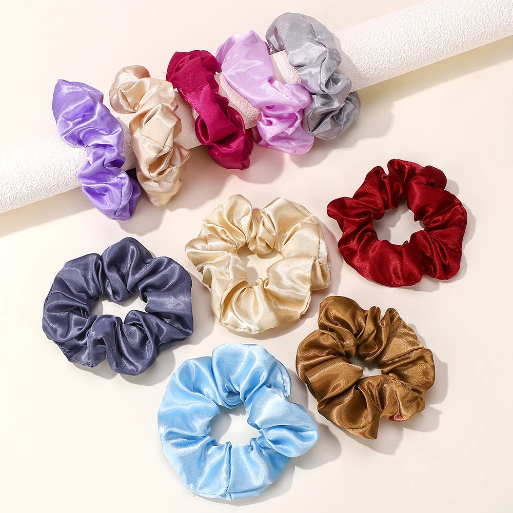 10 Pack Large Satin Scrunchies