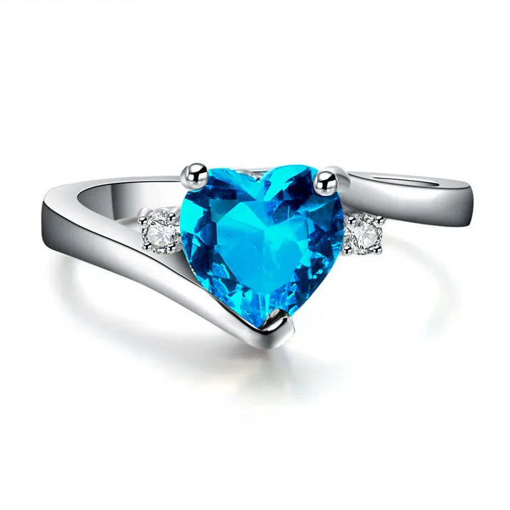 Zircon Birthstone Heart Ring
