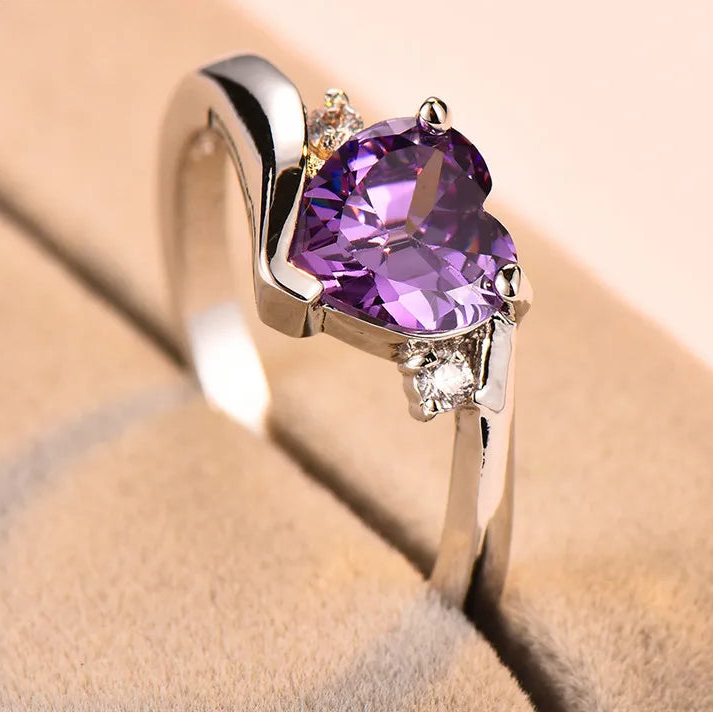 Zircon Birthstone Heart Ring
