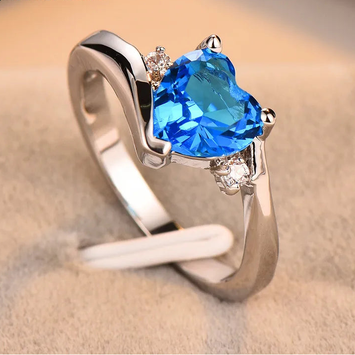 Zircon Birthstone Heart Ring