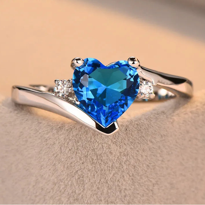 Zircon Birthstone Heart Ring