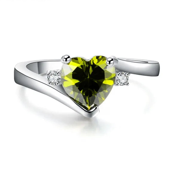 Zircon Birthstone Heart Ring