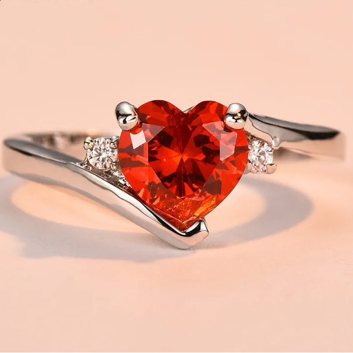 Zircon Birthstone Heart Ring