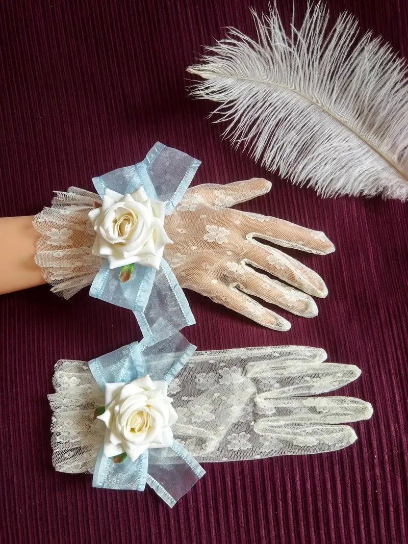 Handmade Gothic Rose Gloves