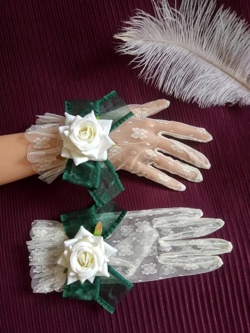 Handmade Gothic Rose Gloves