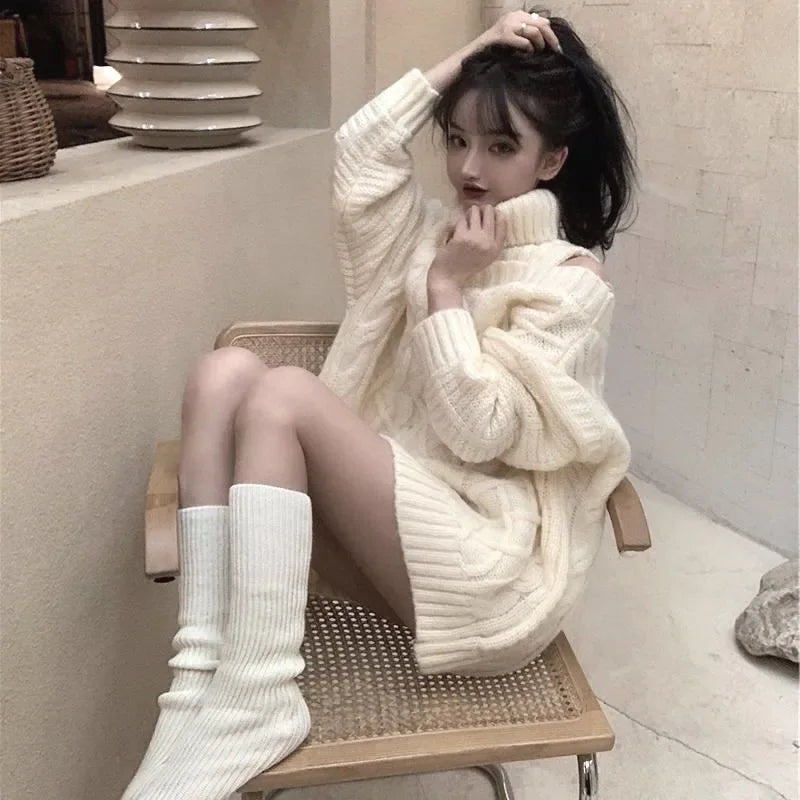 Off Shoulder Turtleneck Dress
