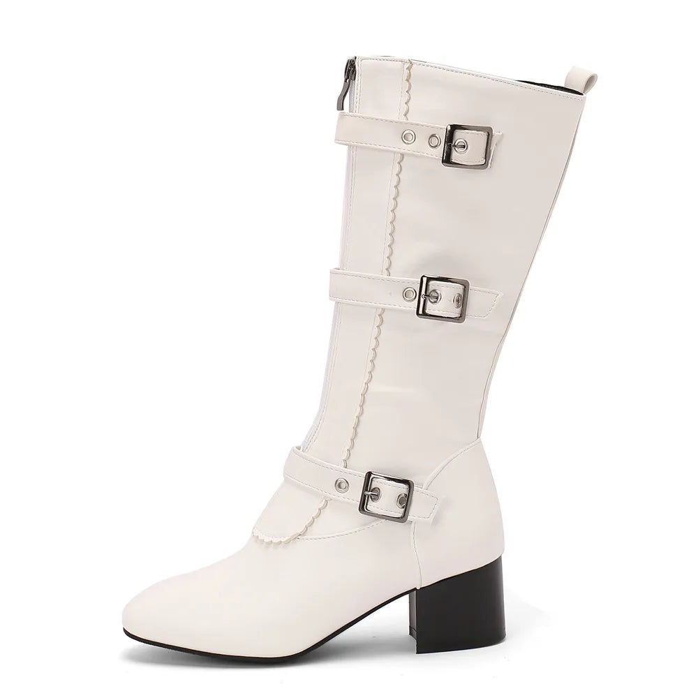 Vintage Belt Buckle Winter Boots