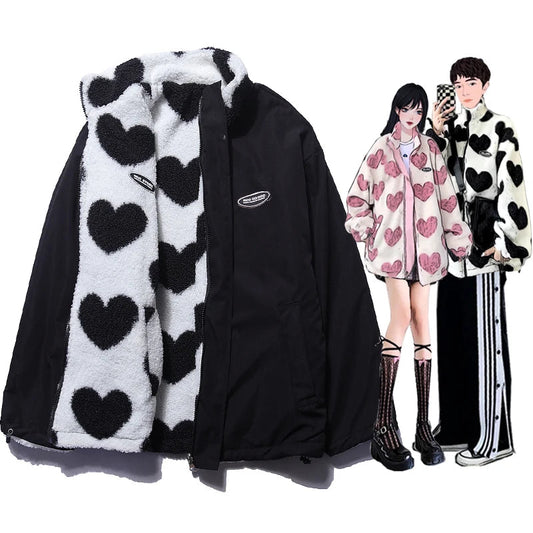 Reversible Lamb Wool Heart Coat