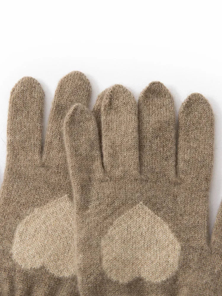 100% Baby Cashmere Heart Gloves