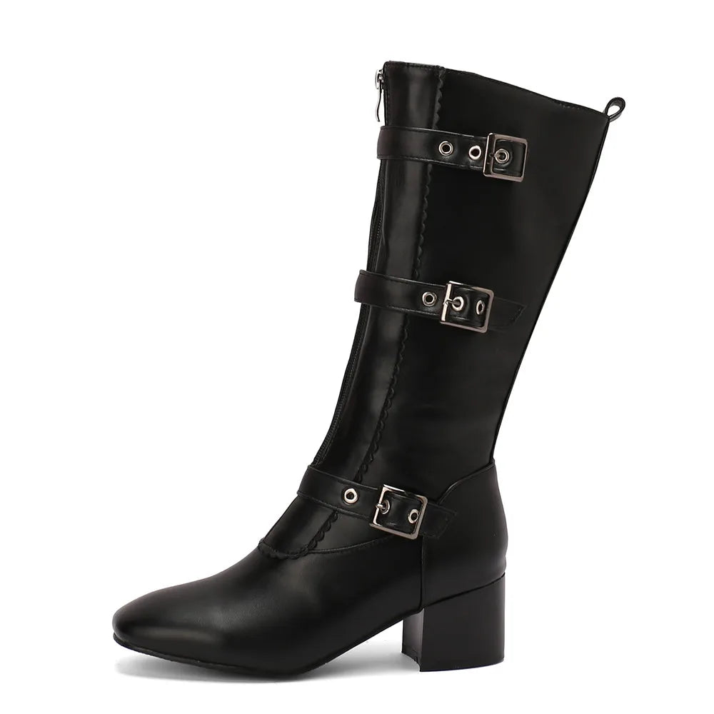 Vintage Belt Buckle Winter Boots