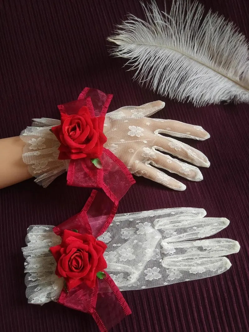 Handmade Gothic Rose Gloves