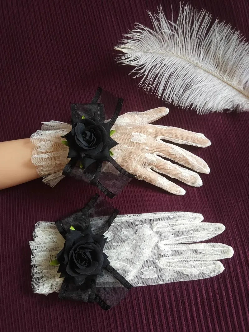 Handmade Gothic Rose Gloves