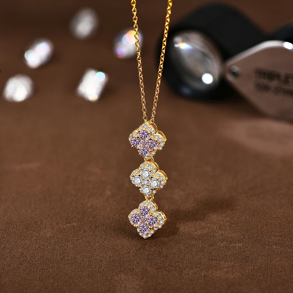 Triple Clover Moissanite Necklace