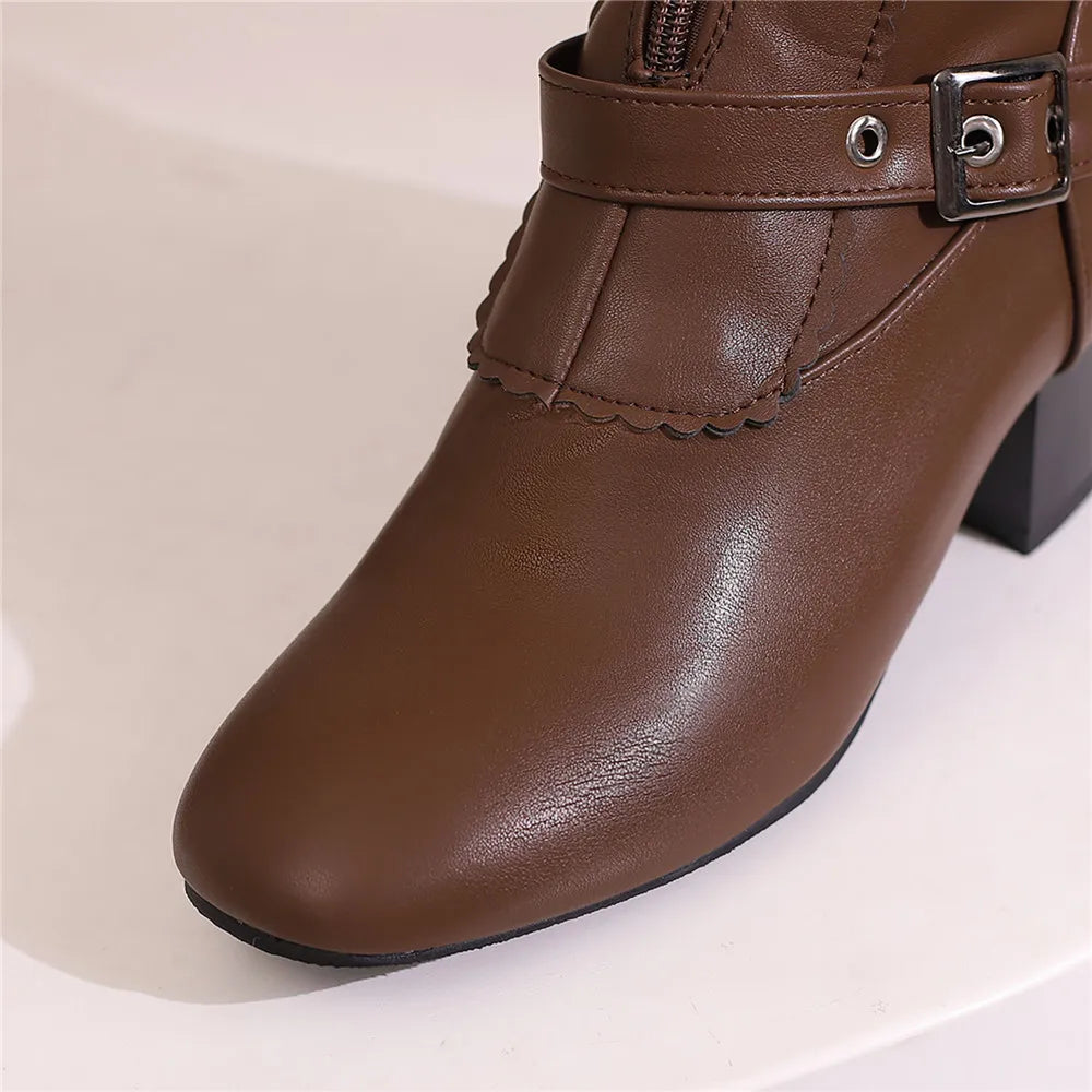 Vintage Belt Buckle Winter Boots