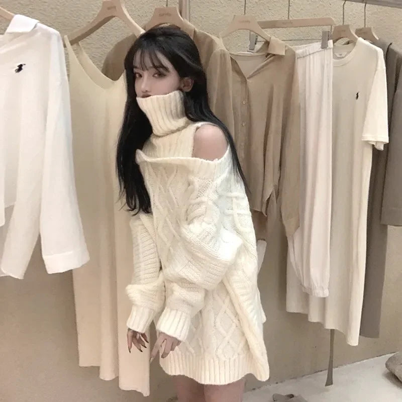Off Shoulder Turtleneck Dress