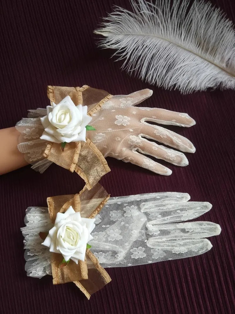 Handmade Gothic Rose Gloves