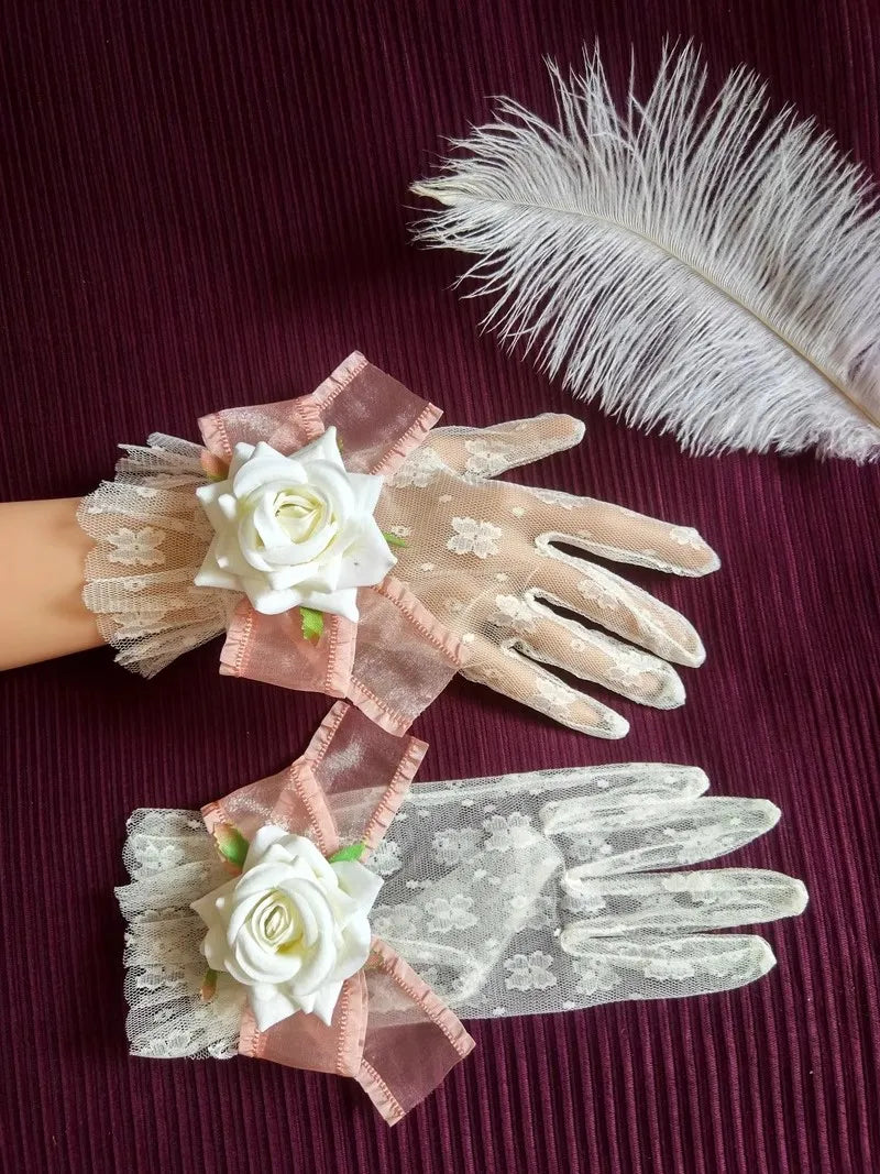 Handmade Gothic Rose Gloves